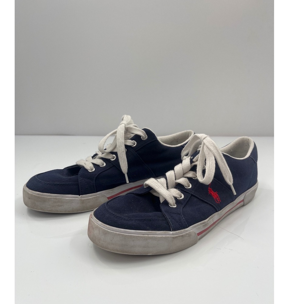 Polo Ralph Lauren Humbertoโ Navy Blue Canvas Low Top Sneakers Mens 10.5 D